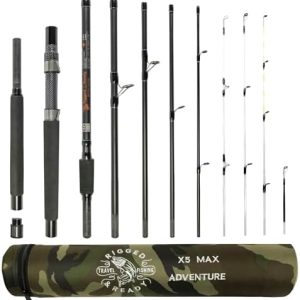 Rigged & Ready X5 Series Travel Fishing Rods Spin-Fly – X5 Rod & 2 Reels Combination, X5 Rod, or X5 Max – Super Compact, Multi-Functional Rods, 4 Tips, 5 Techniques-1 Fishing Rod.